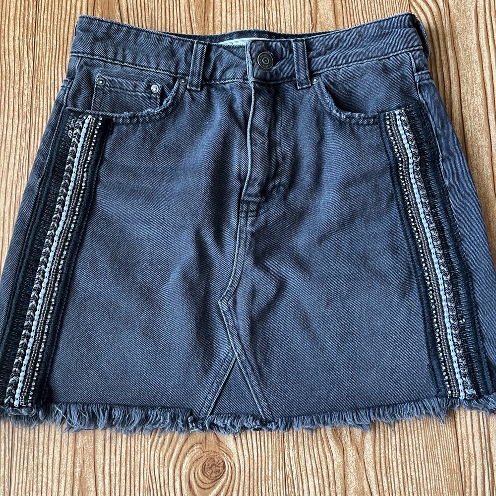 Free people black denim skirt